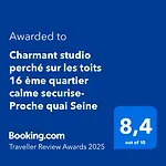 Charmant studio perché sur les toits, avec ascenseur, 16 ème quartier calme securise- Proche quai Seine Roland Garros